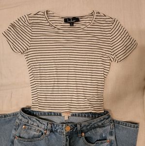 Lulus white and black crop top